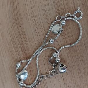 925 Sterling Silver Shells & Bell Snake Chain Anklet Beachy Ankle Bracelet Adj